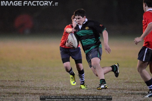 2014-11-01 Rugby Lions Settimo Milanese U16-Malpensa Rugby 395 Matteo Cazzamali